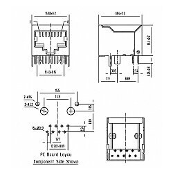 RJ45 8P8C 90° 18mm Female Ethernet Connector - PCB Type - 3