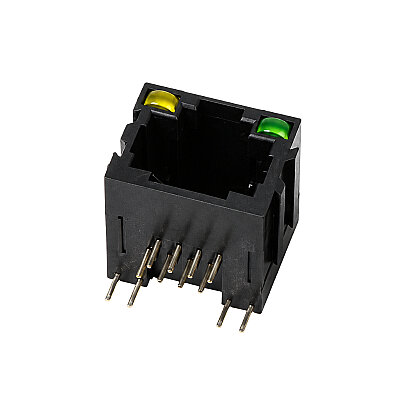 RJ45 8P8C 90C Işıklı Dişi Plastik Ethernet Konnektörü - PCB Tipi - 1