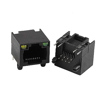 RJ45 8P8C 90C Işıklı Dişi Plastik Ethernet Konnektörü - PCB Tipi - 2