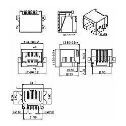 RJ45 8P8C SMT Dişi Plastik Ethernet Konnektörü - 3