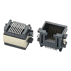 RJ45 8P8C SMT Female Semi-Plastic Ethernet Connector - 2