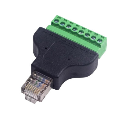 RJ45 Erkek - 8 Pin Vidalı Terminal Dönüştürücü Adaptör - 1