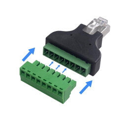 RJ45 Erkek - 8 Pin Vidalı Terminal Dönüştürücü Adaptör - 4