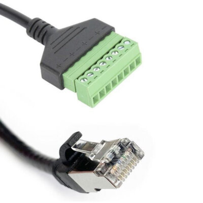 RJ45 Erkek - 8 Pin Vidalı Terminal Dönüştürücü Kablo - 30cm - 3