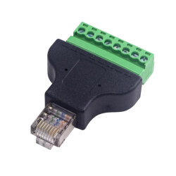 RJ45 Male to 8-Pin Screw Terminal Converter Adapter