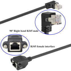 RJ45 Sağ Açılı Panel Tipi Ethernet Uzatma Kablosu - 50cm - 3