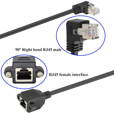 RJ45 Sağ Açılı Panel Tipi Ethernet Uzatma Kablosu - 50cm - 3