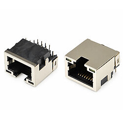 RJ45 SP32 8P8C 90C Işıklı Dişi Ethernet Konnektörü - PCB Tipi - 2