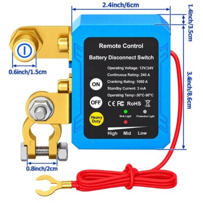 RL-240A-RCM2 12V/24V 240A Remote-Controlled Battery Disconnect Switch Kit - 2