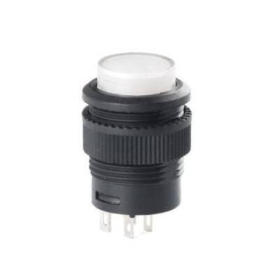 RL16-503A 16MM Plastik 4 Pin Anahtarlı Buton Beyaz - 1