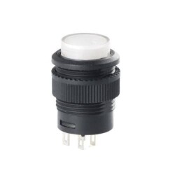 RL16-503B 16MM Plastik 4 Pin Yaylı Buton Beyaz
