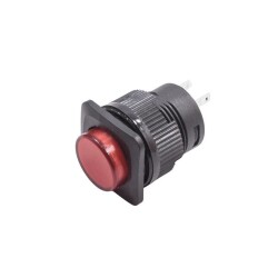 RL16-504A 16MM Plastik 2 Pin Anahtarlı Buton Kırmızı