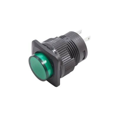 RL16-504A 16MM Plastik 2 Pin Anahtarlı Buton Yeşil - 1