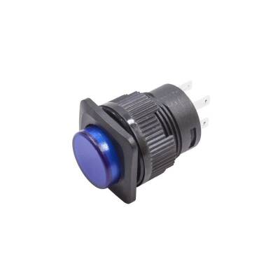 RL16-504B 16MM Plastik 4 Pin Yaylı Buton Mavi - 1
