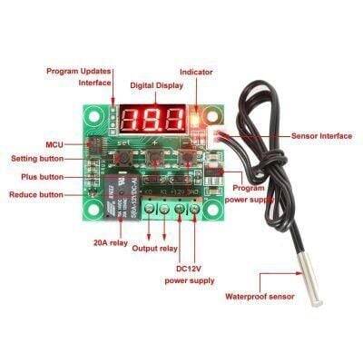 Röle Çıkışlı Dijital Termostat, Sıcaklık Kontrol Kartı - W1209 - 2