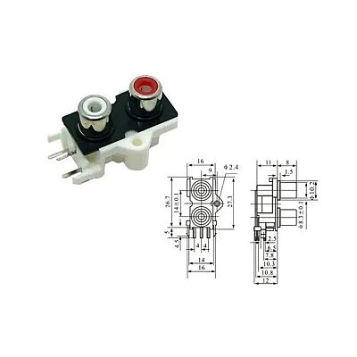 SCP662B 3.5mm Stereo RCA Jack Female - PCB Type - 2