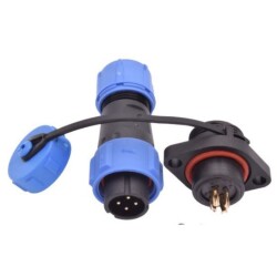 SD13 4 Pin 13mm Waterproof Connector Kit - Flanged Panel Type