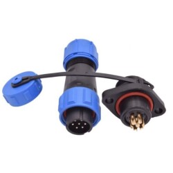 SD13 7 Pin 13mm Su Geçirmez Konnektör Takımı - Flanşlı Panel Tipi