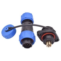 SD13 9 Pin 13mm Waterproof Connector Kit - Flanged Panel Type