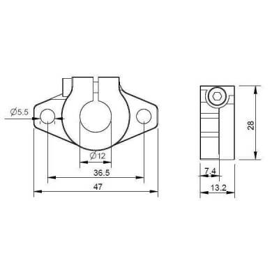 SHF12 12mm Aluminum Shaft Holder - 4