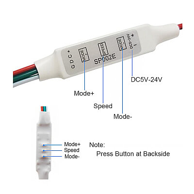 SP002E DC 5-24V RGB LED Controller - DC Jack Connection - 2