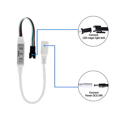SP002E DC 5-24V RGB LED Controller - DC Jack Connection - 3