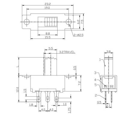 SS22F38G7 2P2T Sürgülü Switch - 3