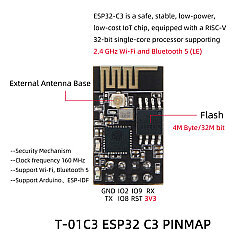 T-01 C3 ESP32-C3 Wi-Fi and Bluetooth LE Module - 5