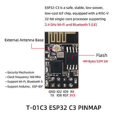 T-01 C3 ESP32-C3 Wi-Fi and Bluetooth LE Module - 5
