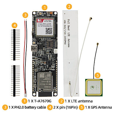 T-A7670E R2 with GPS ESP32 4G LTE Cat.1 MCU32 Development Board - 4