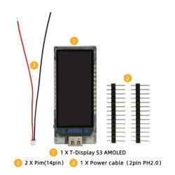 T-Display-S3 V1.0 AMOLED 1.91" Display Development Board - Solderless - 3