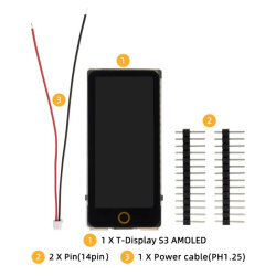 T-Display-S3 V1.0 AMOLED 1.91" Touchscreen Development Board - Solderless - 2