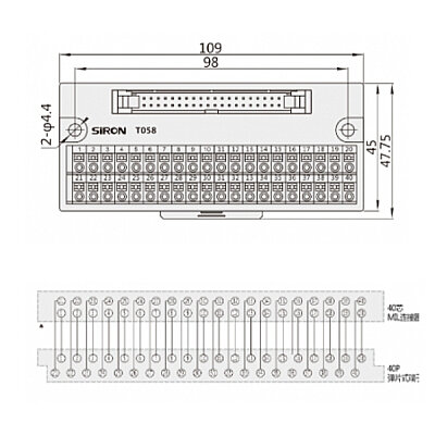 T058 24V 1A 40-Bit Input Rail Type Universal PLC Terminal Block - 3