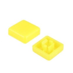 Tact Switch Cover Square Yellow - Compatible with 10x10x5mm