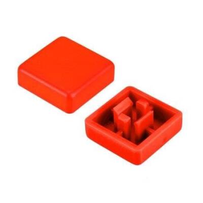 Tact Switch Kapağı Kare Kırmızı - 10x10x5mm - 1