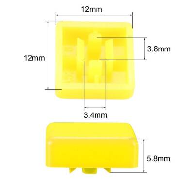 Tact Switch Kapağı Kare Sarı- 10x10x5mm - 2