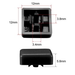 Tact Switch Kapağı Kare Siyah - 10x10x5mm - 2