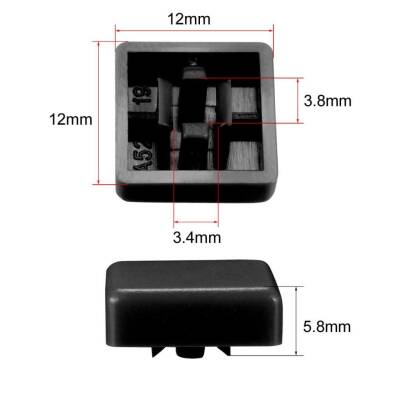 Tact Switch Kapağı Kare Siyah - 10x10x5mm - 2