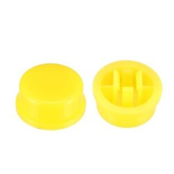 Tact Switch Kapağı Yuvarlak Sarı - 12x12x7.3mm ile Uyumlu