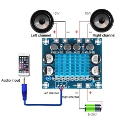 TPA3110 2x15W Stereo Çift Kanal Amfi Devresi XH-A232 - 2