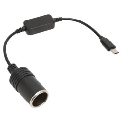 Type-C 5V - 12V Dişi Araç Çakmak Soketi Dönüştürücü - 30cm Kablolu