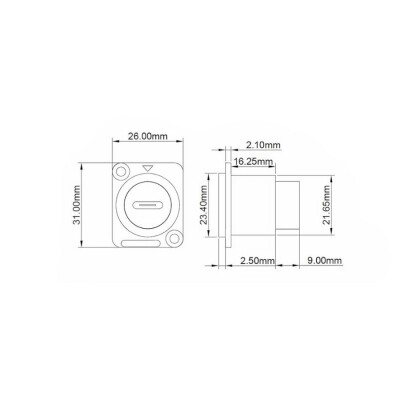Type-C Dişi Konnektör - Panel Montaj - 3