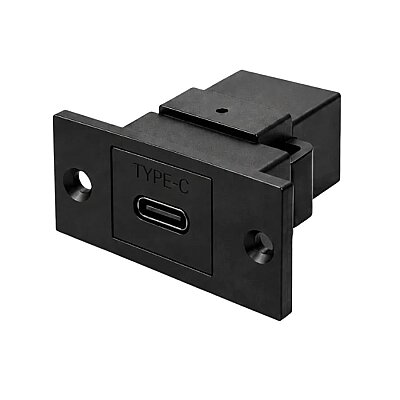 Type-C Female Panel-Mount Connector - Black - 1