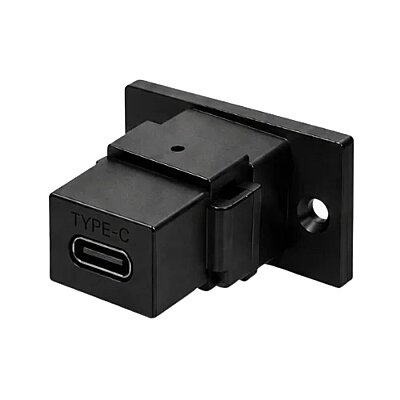 Type-C Female Panel-Mount Connector - Black - 3