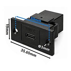 Type-C Female Panel-Mount Connector - Black - 4
