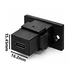 Type-C Female Panel-Mount Connector - Black - 6