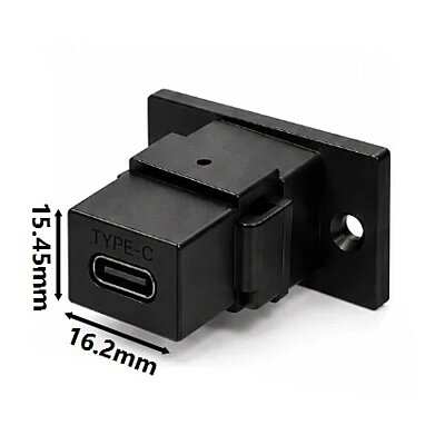 Type-C Female Panel-Mount Connector - Black - 6
