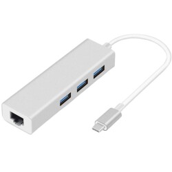 Type-C Hub 3 Port USB 3.0 Çoklayıcı + 1000 Mpbs Ethernet Çevirici