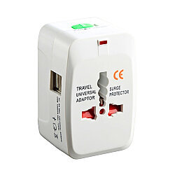 Universal Multifunctional Power Adapter Travel Adapter + 2X 5V 1A USB - 1