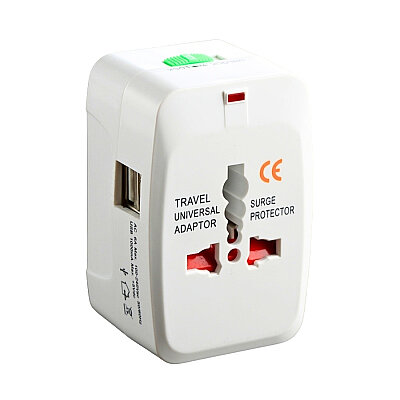 Universal Multifunctional Power Adapter Travel Adapter + 2X 5V 1A USB - 1